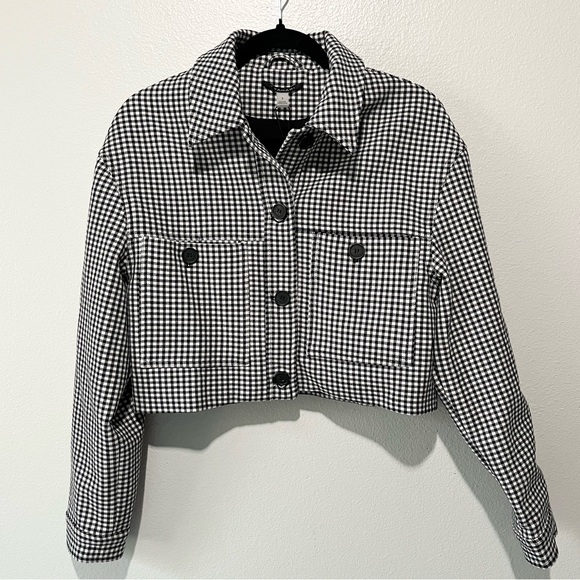 Tahari Jackets & Blazers - TAHARI-NWT Plaid Pattern Black and White Cropped Button Jacket Size 8